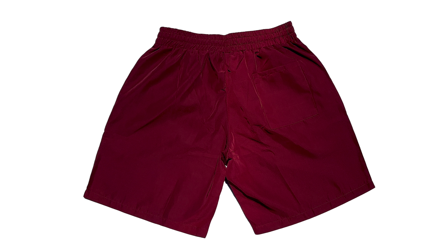Wine Polyester Shorts